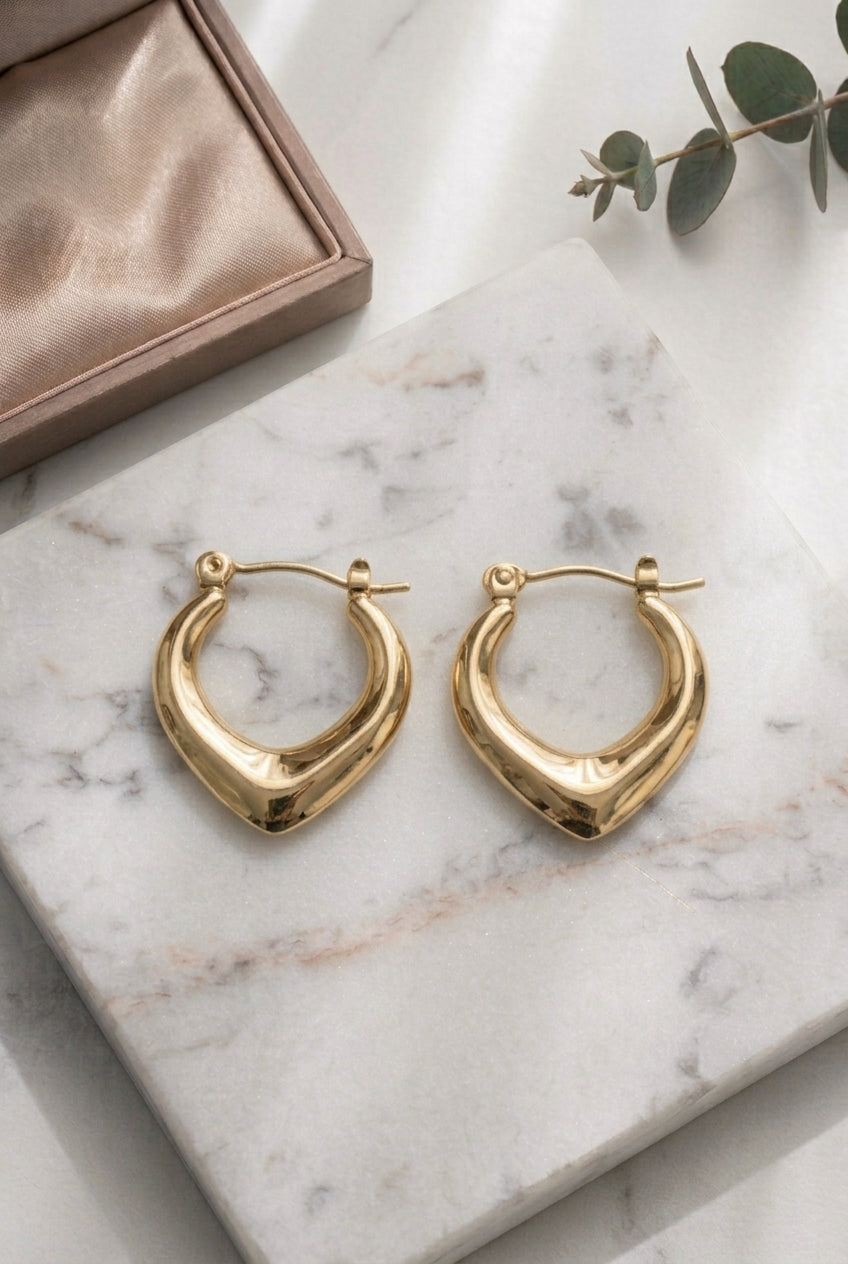 Sculpted Point Gold Hoops