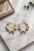 Sculpted Wave Gold Hoops