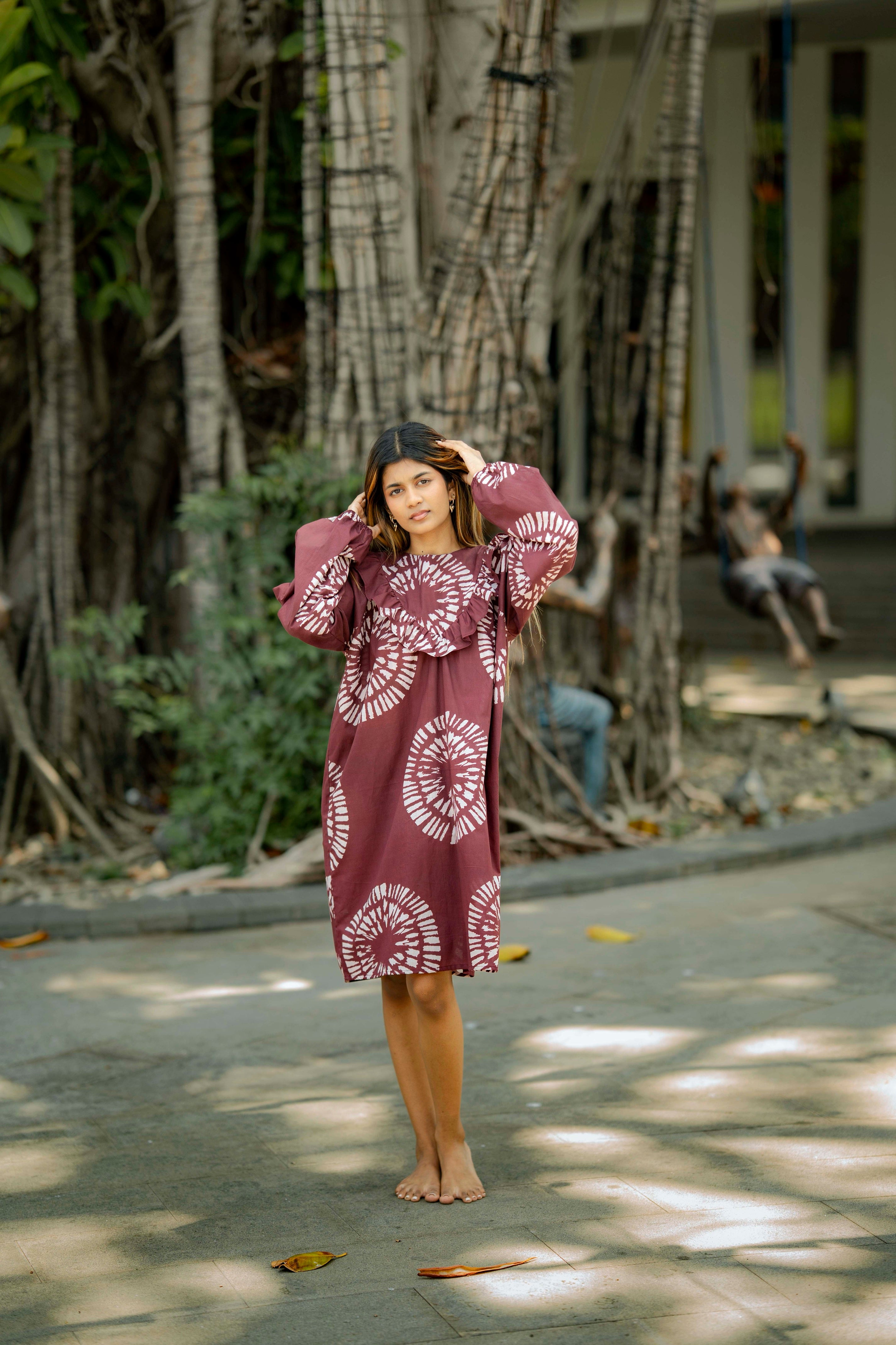 Merlot Ruffle Mini Dress