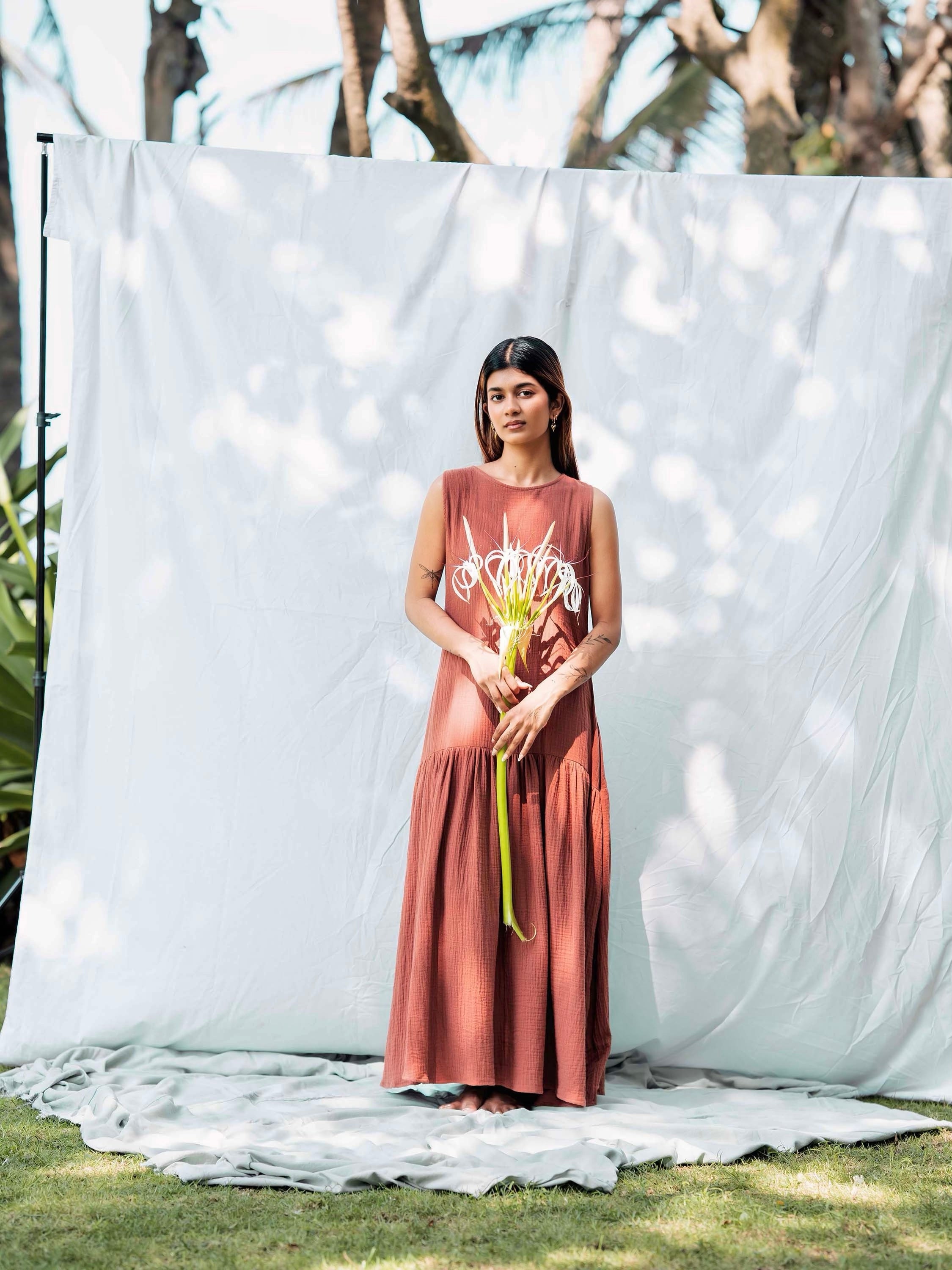 Terracotta Flow Maxi Dress